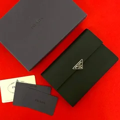 未使用保管品 箱付き PRADA プラダ 三角ロゴ 金具 ナイロン サフィアーノレザー 本革 三つ折り財布 ミニ ウォレット ブラック 72066