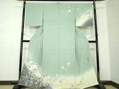 平和屋着物○巨匠 前田華清 手描き 訪問着 草花文 暈し染め 反端付き