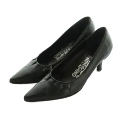 サルヴァトーレフェラガモ Salvatore Ferragamo パンプス ポインテッドトゥ カットデザイン 5 22.5cm 黒 ブラック 89543 /MI ■OS