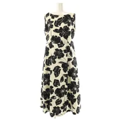 アンタイトル UNTITLED 近年モデル ボタニカルプリントフィット&フレアワンピース ロング ノースリーブ 2 オフホワイト ブラック グレー /DO ■OS