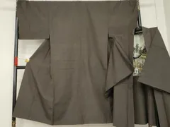 平和屋着物●男性　紬　アンサンブル　色無地　海松茶色　キングサイズ　正絹　逸品　AABE2737cs