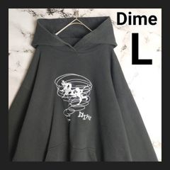 希少】Dime ダイム パーカー L 黒 ブラック 刺繍ロゴ センターロゴ 