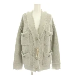 ウィムガゼット Whim Gazette 25SS ツイーディー TWEEDY ニットジャケット2 ノーカラージャケット アウター フリンジ タグ付き 麻 リネン混 F グレー WGZ1051107A0006 /YT