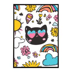 白猫さ〜ん ピンク 額無しA5】絵画 イラスト 猫絵 猫 白猫 cat art