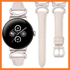 【新品】 [Wearlizer] Google Pixel Watch 4 41mm (2025)/3 41mm (2024)/2/1対応 本革 Cバックルレザーバンド レディース 女性 可愛い おしゃれ 柔らかい交換ベルト-スターライト 1