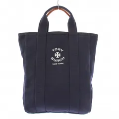 トリーバーチ TORY BURCH ロゴプリントキャンバストートバッグ ハンドバッグ 紺 ネイビー /BB