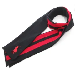 ラルフローレン RALPH LAUREN マフラー ストール ライン メリノウール 赤 レッド 黒 ブラック /JSのサムネイル