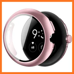 【新品】 YUGYUG 対応 Google Pixel Watch 3 ケース PC素材 一体型 ピクセルウォッチ3 カバー 超薄型 高透過率 二重構造 全面保護 キズ防止 軽量 強化ガラス 防滴 防塵(45mm,ローズゴールド) 0