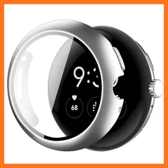 【新品】 YUGYUG 対応 Google Pixel Watch 3 ケース PC素材 一体型 ピクセルウォッチ3 カバー 超薄型 高透過率 二重構造 全面保護 キズ防止 軽量 強化ガラス 防滴 防塵(41mm,シルバー) 1