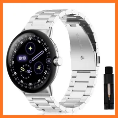【新品】 [AiMaoo] バンド Google Pixel Watch 4 41mm (2025) 対応 交換バンド 男女兼用 金属ベルト 高級 サイズ調整可能 ビジネス風 ステンレス おしゃれ 調整工具付 Pixel Watch 4 41mm用 (シル 0