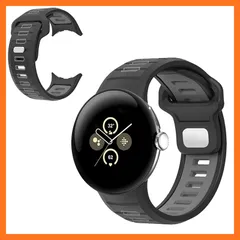 【新品】 [SpinoArmor] Google Pixel Watch 4 45mm 用 バンド 時計バンド 防水時計替えベルト シリコン製 交換ベルト 通気 柔らかい 防水 耐衝撃 軽量 防汗 男女兼用 付け替え簡単（ブラック+グレー） 0