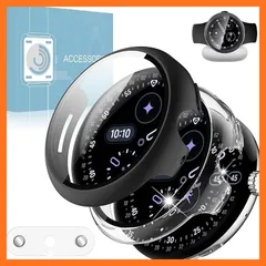 【新品】 【2枚組】For Google Pixel Watch 4 45mm 用 ケース ガラスフィルム 一体型 Google Pixel Watch 4 保護カバー 充電可能 充電対応 全面保護 耐衝撃 高透過率 指紋防止 充電中継アダプター 充電中  1
