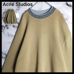 【名作】Acne Studios モックネック スウェット XS(実寸L相当) カーキ ネックロゴ 襟ロゴ アクネ オーバーサイズ 完売 人気カラー