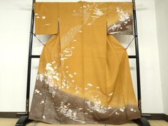 平和屋着物○訪問着 絞り 辻が花 立波鴛鴦文 暈し染め 金彩 正絹 逸品