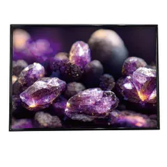 【A4サイズ（約21x30cm）】【lh-poster-105】アメジスト 宝石 ジュエリー パープル 豪華 2月 誕生石 ポスター フレーム付き     横