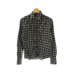 バーバリーブルーレーベル BURBERRY BLUE LABEL チェック フリル シャツ 長袖 38 ブラック /HK ■OS