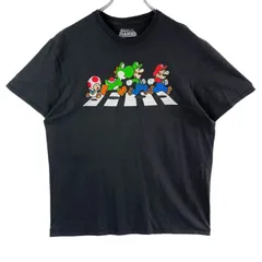 スーパーマリオSuperMario半袖TシャツゲームTキャラクターTキャラ物Nintendoニンテンドー任天堂BeatlesビートルズAbbey Roadアビーロードパロディキノピオヨッシールイージ黒ブラックvintageヴィンテージ51022