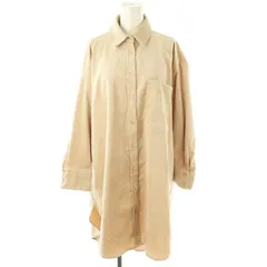 ザラ ZARA コーデュロイシャツ 長袖 スタンドカラー チュニック丈 XS ベージュ /AT ■OS ■AX