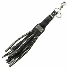 ディーゼル DIESEL バッグチャーム フリンジ レザー スタッズ キーホルダー 黒 ブラック /☆Gのサムネイル