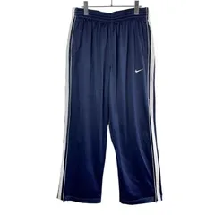 ナイキNikeサイドラインジャージトラックパンツバスケットボールbasketballスウッシュロゴ刺繍ワンポイント裾ジッパー紺ネイビー白ホワイトスポーツアウトドアゆるダボオーバーサイズvintageヴィンテージ51106