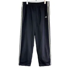 アディダスAdidasサイドラインジャージトラックパンツトレーニングパンツ3本線スリーストライプ裏地メッシュ裾ジッパー黒ブラック白ホワイトロゴ刺繍ワンポイントアメカジスポーツストリートゆるダボオーバーサイズvintageヴィンテージ51106