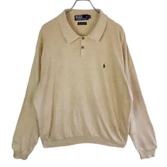 90s00sポロバイラルフローレンPolobyRalphLaurenピマコットンニットポロシャツポニーロゴ刺繍ワンポインベージュy2kアメトラレトログランパコアノームコアシンプルゆるダボオーバーサイズvintageヴィンテージ51107