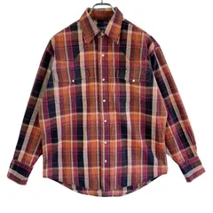 80s90sラングラーWrangler長袖ウエスタンシャツチェックシャツ好配色マルチカラー黒ブラック白ホワイト紫パープルオレンジスナップボタンショルダーヨークy2kアメカジレトログランパコアvintageヴィンテージ51107