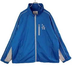 MLBロサンゼルス・ドジャースDodgersラグランナイロンジャケット青ブルー白ホワイト灰色グレー野球メジャーリーグベースボールbaseballパイピングGenuineMerchandiseビッグサイズゆるダボオーバーサイズvintageヴィンテージ51108