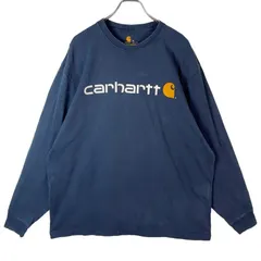 CarharttカーハートK298長袖TシャツロンT青ブルー白ホワイトフェード両面ロゴプリントロゴドンビッグサイズゆるダボオーバーサイズ西海岸アメカジストリートoriginalfitオリジナルフィットvintageヴィンテージ51108