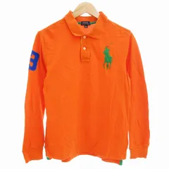 ポロ ラルフローレン POLO RALPH LAUREN ポロシャツ ロゴ 刺繍 長袖 160 オレンジ /AE