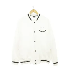 ピーエスポールスミス PS Paul Smith 21AW PS Paul Smith Happy ジャケット カットソーブルゾン スタジャン 刺繍 ロゴ スマイル 裏微起毛 オーガニックコットン L 白 ホワイト 212511 045XP /AH14
