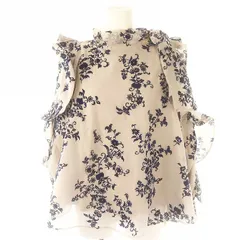 スナイデル SNIDEL 22AW Sustainable フロッキーオーガンシースルーブラウス 長袖 総柄 プルオーバー F グレージュ 紺 ネイビー /DO ■OS