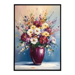 【B4サイズ（約25x36cm）】【lh-poster-10701】アーティスティックフラワー ポスター フレーム付き 絵画 絵 油絵 アート　お花 ドライフラワー 生花 観葉 植物 自然  インテリア       お洒落