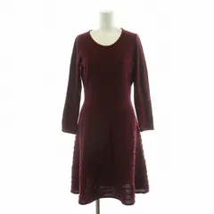 ポールカ PAULE KA ニットフレアワンピース ミニ 長袖 S ボルドー /NQのサムネイル