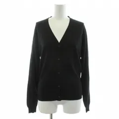 ジョンスメドレー JOHN SMEDLEY ニットカーディガン 長袖 Vネック ウール M 黒 ブラック /KU