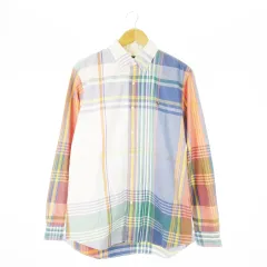 ポロ ラルフローレン POLO RALPH LAUREN ボタンダウンシャツ オックスフォード 長袖 ポニーロゴ刺繍 チェック L 青 ブルー /CK4 ■GY19