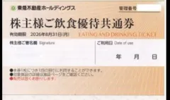 東急不動産ホールディングス　株主優待券　株主ご飲食優待共通券