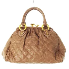 マークジェイコブス MARC JACOBS ハンドバッグ 2way ショルダーバッグ キルティングレザー 革 がま口 チェーン ピンクベージュ /CK12 ■GY11