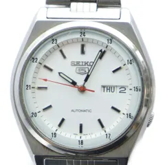 セイコー SEIKO ファイブ 5 腕時計 ウォッチ 自動巻き デイト カレンダー付き 白文字盤 ロゴ ラウンド シルバー色 7S26-3210 ■GY18 /MQ