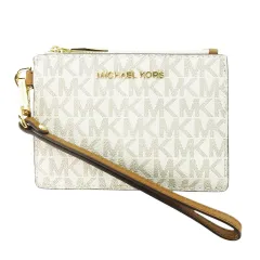 マイケルコース MICHAEL KORS コインケース 小銭入れ パスケース カード キーリング PVC レザー 革 MKシグネチャー ロゴ 白 アイボリー 32F1GJ6P1B /CK26 ■GY18