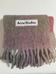 Acne Studios アクネストゥディオズ モヘア CHECK スカーフ フューシャ ライラック ピンク