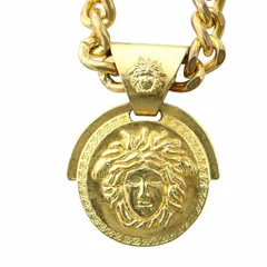 VERSACE ヴィンテージ 特大メダル メデューサ ネックレス アクセサリー ペンダント チェーン ゴールドカラーのサムネイル