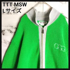【希少】TTT MSW ジップカーディガン L 緑 グリーン バイカラー 切り替え ニット ブルゾン ティーモダンストリートウェア 完売品