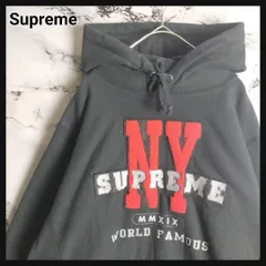 【定番】Supreme シュプリーム パーカー M 黒 パイルロゴ センターロゴ 刺繍 アーチロゴ ブラック 肉厚 カナダ製 完売 入手困難