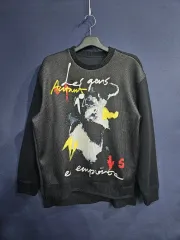 SYSTEM homme 刺繍 プリンティング ブラック メンズ オーバーサイズ 105 スウェット