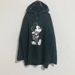 【ビッグプリント】Disney ディズニー　パーカープルオーバー　黒　XL