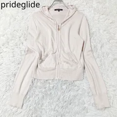 プライドグライド パーカー ジップアップ ビジュー フード付き 薄手 フェミニン ガーリー エレガント ピンク系 サイズ38 Mサイズ相当