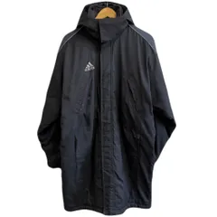 adidas アディダス ベンチコート ロングコート ナイロンジャケット フルジップ ポケット付き 黒 Sサイズ No.L603