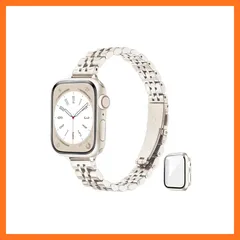 【新品】 [SIBOYL]全面的な保護40mmカバー対応アップルウォッチ バンド (Se 3 2 1) 6 5 4 【超高透過率、耐衝撃、高性能強化ガラスのアップルウォッチ カバー】 超細身ステンレス、取り付け簡単対応Apple Watch バンドとケース 0