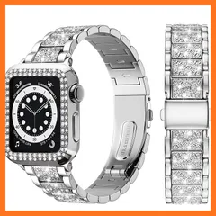 【新品】 [wutwuk] Apple Watch バンド キラキラ 42mm 保護ケース付き Apple Watch 11/10対応 ジュエリー メタル製 アップルウォッチバンド 交換ベルト レディース グリッター ダイヤモンド appleウォッチ ブレスレ